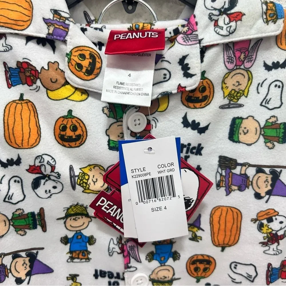 Peanuts Halloween Button Down Unisex Pajama Set NWT 4